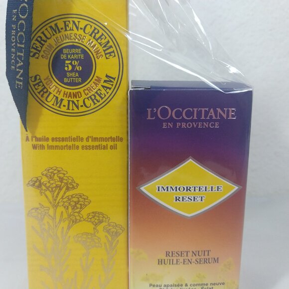 L'Occitane Immortelle Overnight Reset Oil-In-Serum & Serum Hand Cream Set NIB - Picture 2 of 5